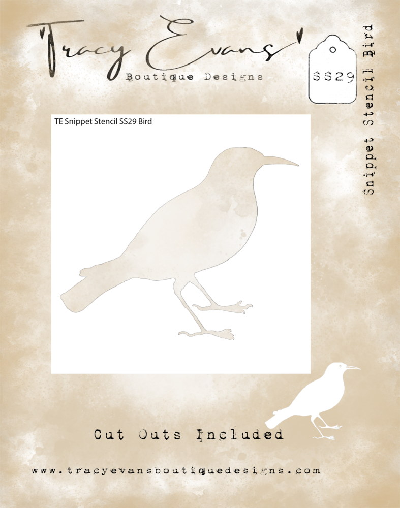 Tracy Evans Bird 4x4 Inch Snippet Stencil (SS029) Tracy Evans Bird 4x4 Inch Snippet Stencil (SS029)
