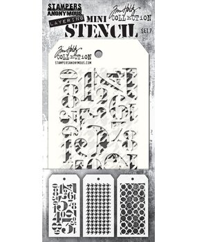 Stampers Anonymous Tim Holtz Mini Layering Stencil Set 7 (THMST007) Stampers Anonymous Tim Holtz Mini Layering Stencil Set 7 (THMST007)