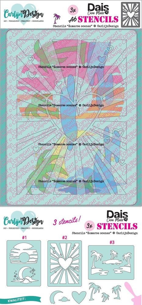 Carlijn Design Stencils Zomerse Scenes (3pcs) (CDSC-0043)