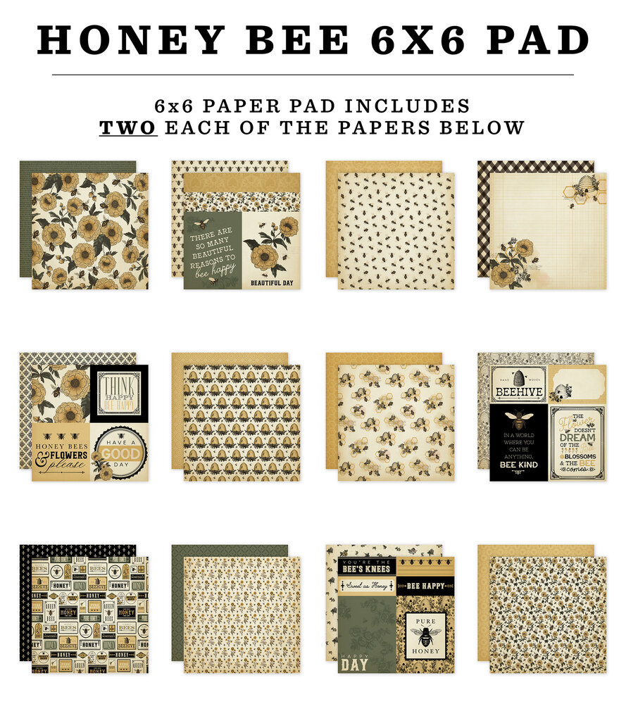 Carta Bella Honey Bee 6x6 Inch Paper Pad (CBHB450023) Carta Bella Honey Bee 6x6 Inch Paper Pad (CBHB450023)