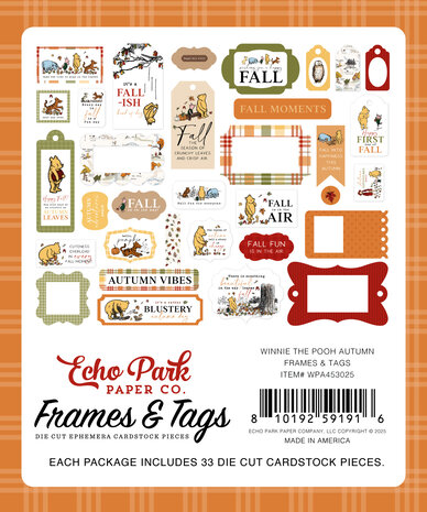 Echo Park Winnie The Pooh Autumn Ephemera Frames & Tags (WPA453025) Echo Park Winnie The Pooh Autumn Ephemera Frames & Tags (WPA453025)