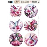 Berrie's Beauties Pastel Hummingbirds Scenery Push Out Round (BBSC10103)
