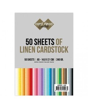 Card Deco 50 Sheets of Linen Cardstock A5 (A5P001-LKK) Card Deco 50 Sheets of Linen Cardstock A5 (A5P001-LKK)