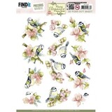 Precious Marieke Navy Elegance 3D Push Out Flower Bird (SB11002)