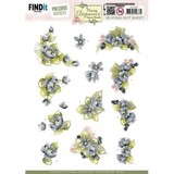 Precious Marieke Navy Elegance 3D Push Out Blue Flowers (SB11003)