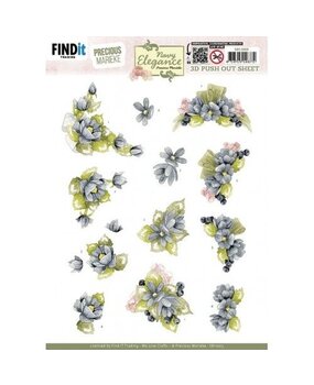 Precious Marieke Navy Elegance 3D Push Out Blue Flowers (SB11003)