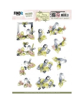 Precious Marieke Navy Elegance 3D Push Out Blue Birds (SB11004)