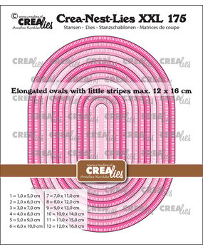 Crealies Nest Dies Uitgerekte Ovalen met Kleine Streepjes (CLNestXXL175)