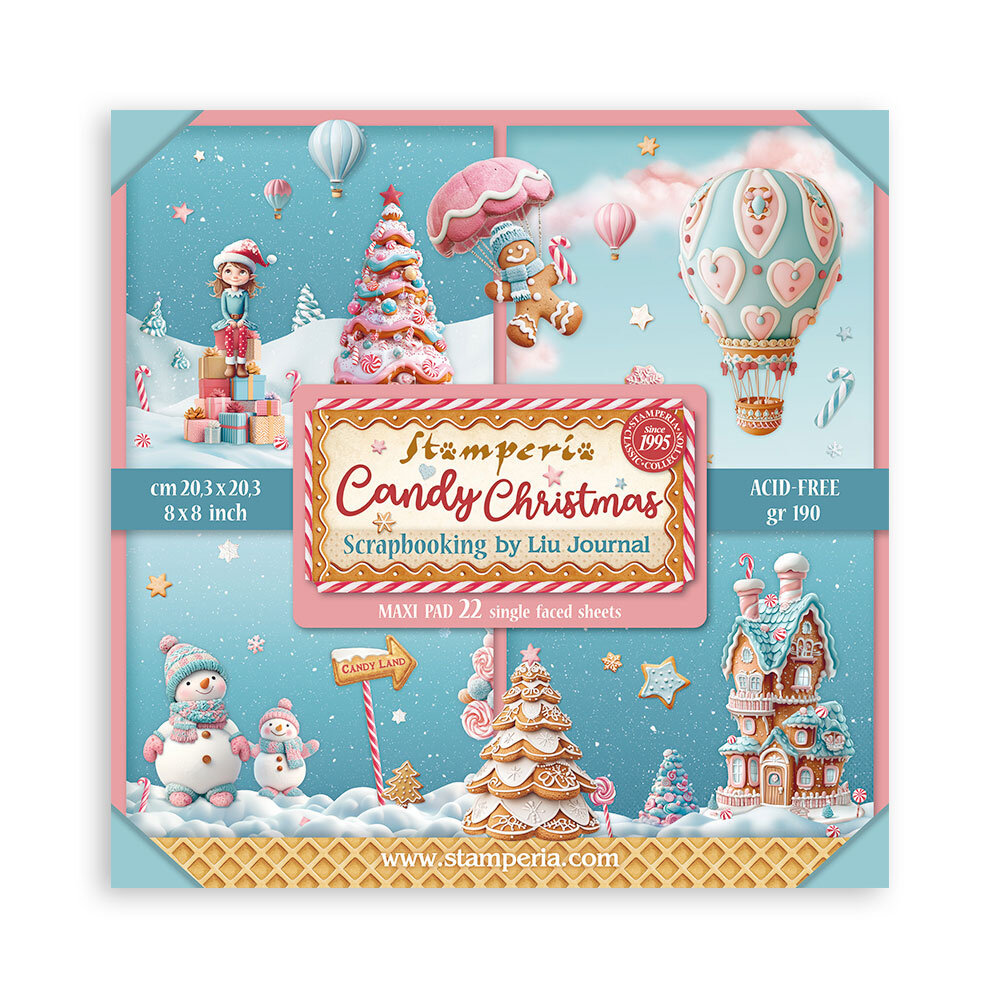 Stamperia Candy Christmas 8x8 Inch Single Face Paper Pack (SBBSXB15) Stamperia Candy Christmas 8x8 Inch Single Face Paper Pack (SBBSXB15)