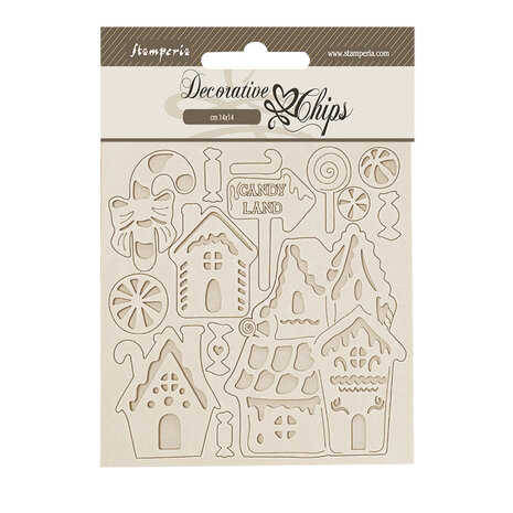 Stamperia Candy Christmas Decorative Chips Marzipan Houses (SCB272) Stamperia Candy Christmas Decorative Chips Marzipan Houses (SCB272)