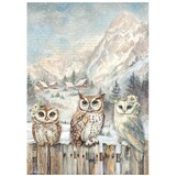 Stamperia The Owl's House A4 Rice Paper 3 Owls (DFSA41054)