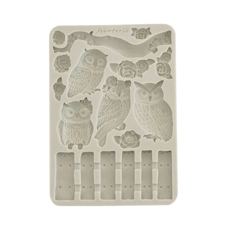Stamperia The Owl's House A5 Silicon Mould Owls and Branch (KACMA585)