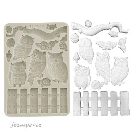 Stamperia The Owl's House A5 Silicon Mould Owls and Branch (KACMA585)