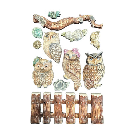 Stamperia The Owl's House A5 Silicon Mould Owls and Branch (KACMA585)