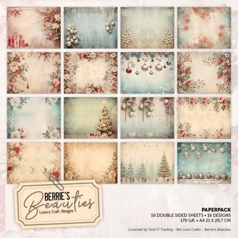 Berrie's Beauties Shabby Chic Christmas A4 Paper Pack (BBPPA410016) Berrie's Beauties Shabby Chic Christmas A4 Paper Pack (BBPPA410016)