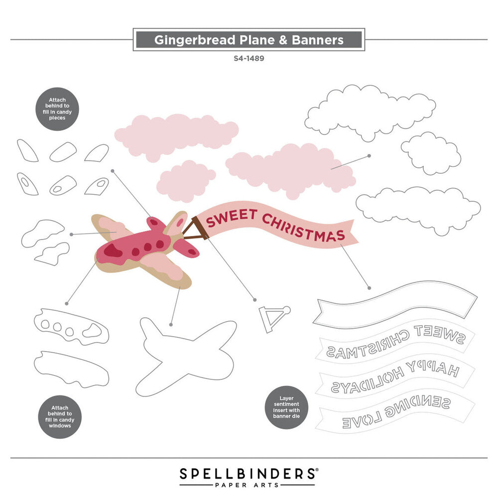 Spellbinders Candy Christmas Plane & Banners Dies (S4-1489) Spellbinders Candy Christmas Plane & Banners Dies (S4-1489)