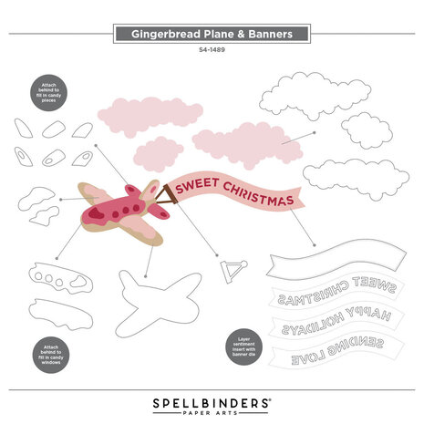 Spellbinders Candy Christmas Plane & Banners Dies (S4-1489) Spellbinders Candy Christmas Plane & Banners Dies (S4-1489)
