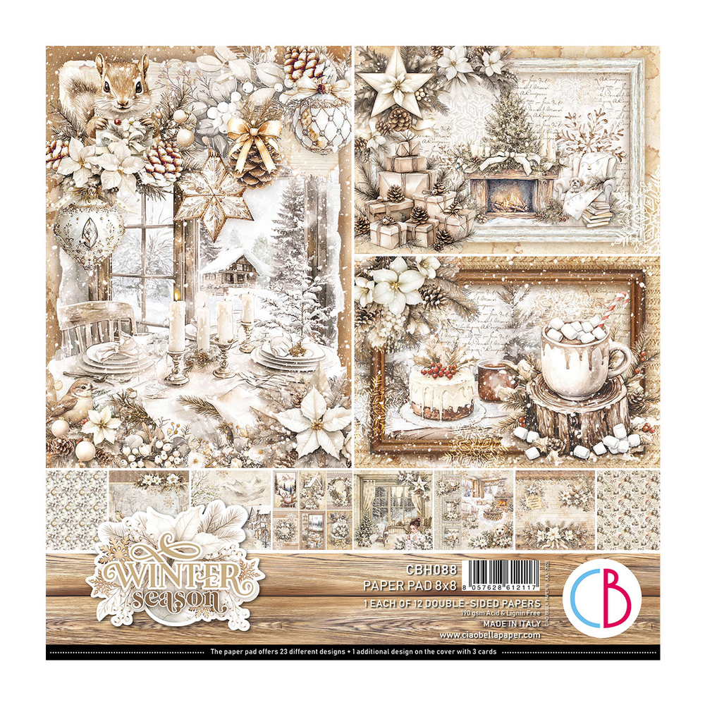 Ciao Bella Papercrafting Winter Season 8x8 Inch Paper Pad (CBH088)
