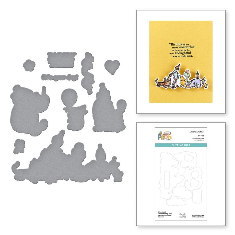 Spellbinders Fustella Con Sagoma Pooh & Friends - Collezione Say Cheese Classic Pooh, Dimensioni 15,2x6,1 Cm, Per Scrapbooking E Card Making