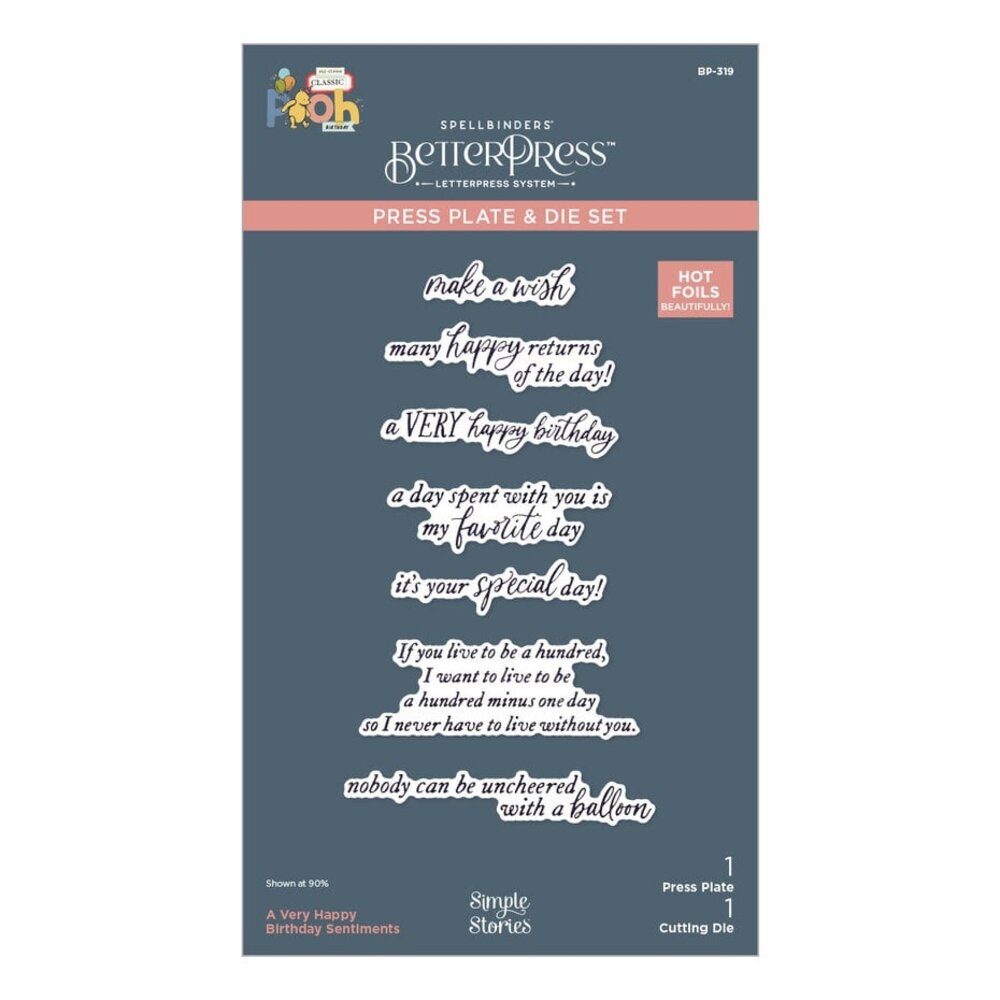 Spellbinders Say Cheese Classic Pooh Birthday Sentiments Press Plate & Die Set (BP-319) Spellbinders Say Cheese Classic Pooh Birthday Sentiments Press Plate & Die Set (BP-319)