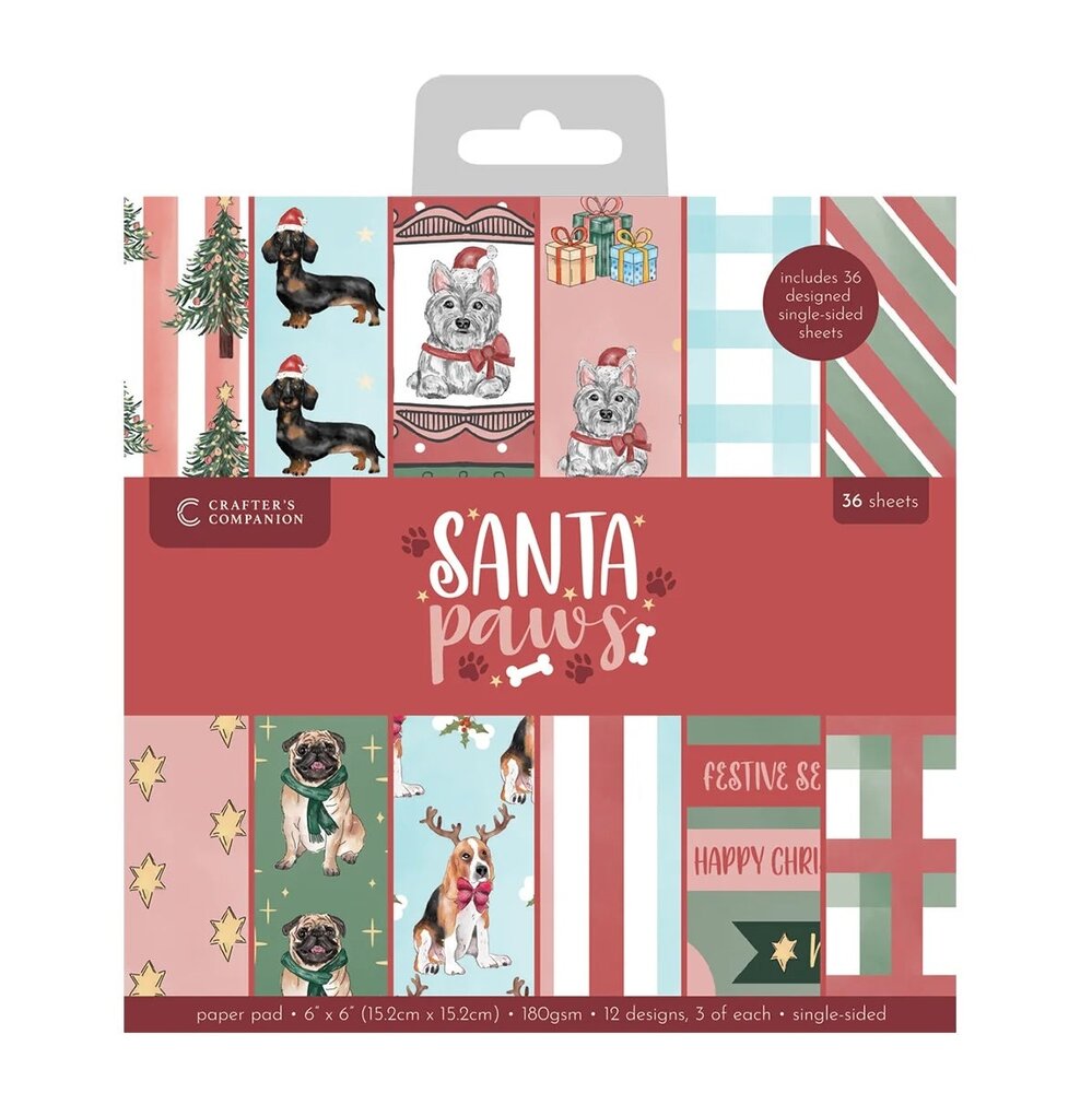 Crafter's Companion Santa Paws 6x6 Inch Paper Pad (CC-SP-PAD6) Crafter's Companion Santa Paws 6x6 Inch Paper Pad (CC-SP-PAD6)
