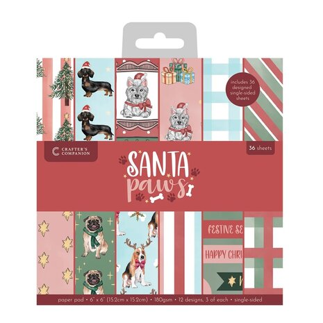 Crafter's Companion Santa Paws 6x6 Inch Paper Pad (CC-SP-PAD6) Crafter's Companion Santa Paws 6x6 Inch Paper Pad (CC-SP-PAD6)
