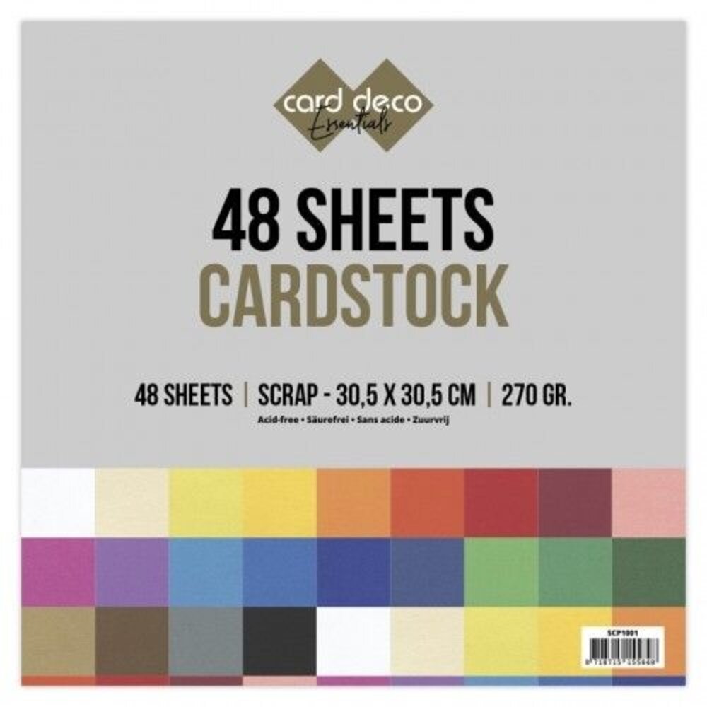 Card Deco 48 Sheets of Smooth Cardstock 12x12 Inch (SCP1001) Card Deco 48 Sheets of Smooth Cardstock 12x12 Inch (SCP1001)