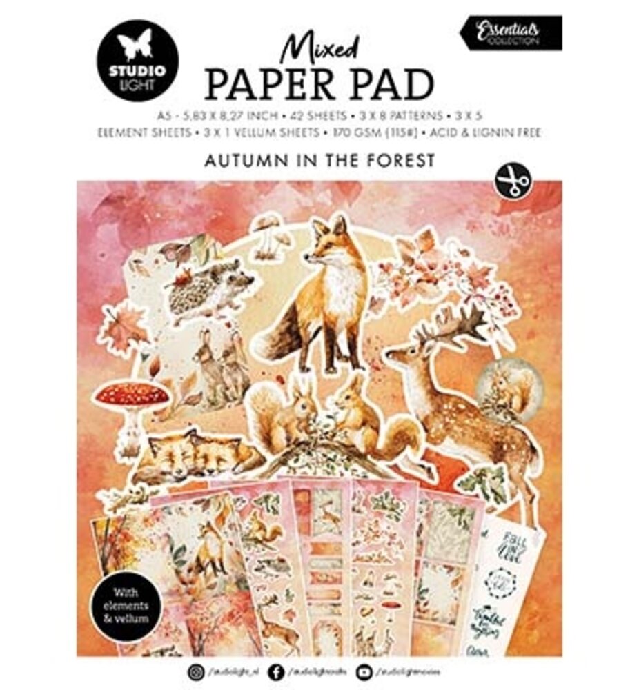 Studio Light Essentials Autumn in the Forest A5 Mixed Paper Pad (SL-ES-MPP370) Studio Light Essentials Autumn in the Forest A5 Mixed Paper Pad (SL-ES-MPP370)