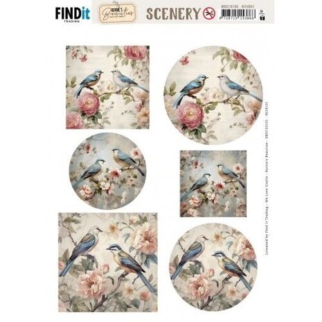 Berrie's Beauties Bluebird Whispers Scenery Push Out (BBSC10105)