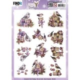 Berrie's Beauties Pastel Purple Christmas 3D Push Out Birds (SB11041)