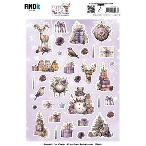 Berrie's Beauties Pastel Purple Christmas Elements Sheet (CD12369) Berrie's Beauties Pastel Purple Christmas Elements Sheet (CD12369)