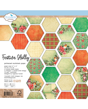 Elizabeth Craft Designs Festive Holly 12x12 Inch Cardstock Paper (C034)