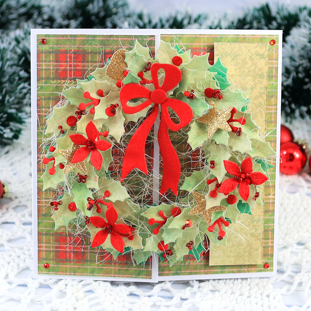 Elizabeth Craft Designs Festive Holly Dies Holiday Wreath (2271)