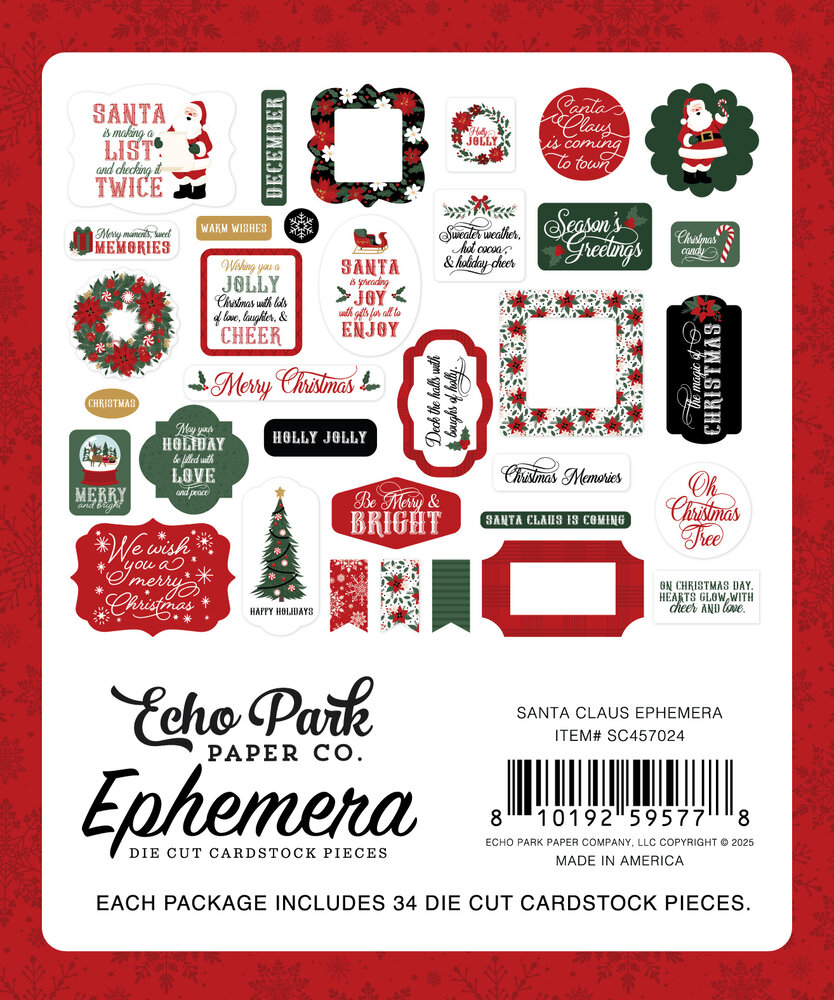 Echo Park Santa Claus Ephemera (SC457024) Echo Park Santa Claus Ephemera (SC457024)