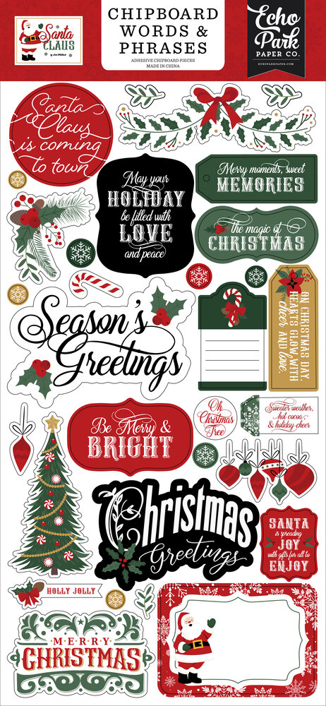 Echo Park Santa Claus 6x13 Inch Chipboard Word & Phrases (SC457022) Echo Park Santa Claus 6x13 Inch Chipboard Word & Phrases (SC457022)