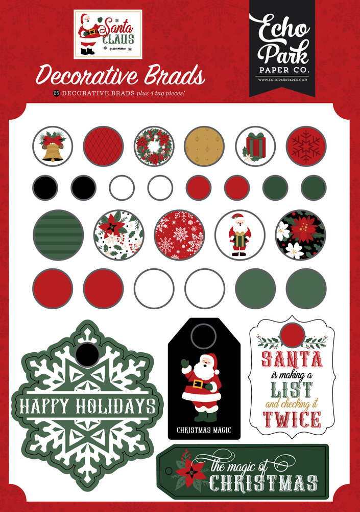 Echo Park Santa Claus Adhesive Brads (SC457020)
