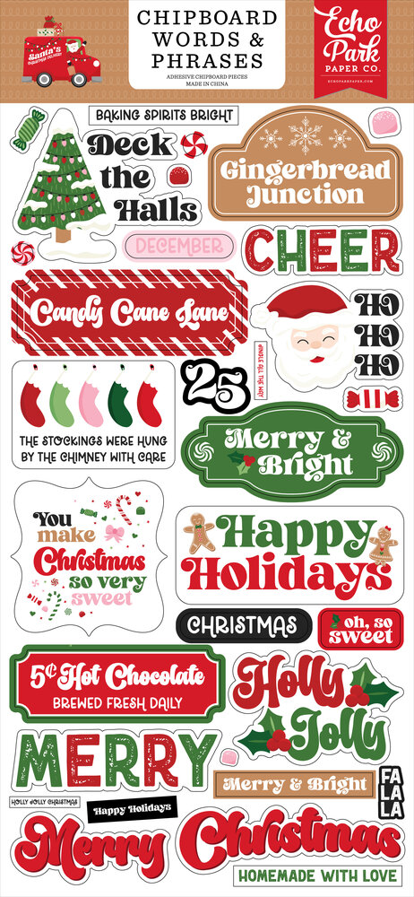 Echo Park Santa's Christmas Delivery 6x13 Inch Chipboard Word & Phrases (SCD459022)