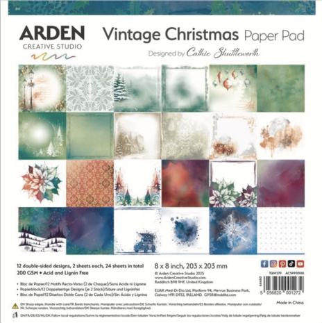 Arden Creative Studio Vintage Christmas 12x12 Inch Paper Pad (ACSPP0007) Arden Creative Studio Vintage Christmas 12x12 Inch Paper Pad (ACSPP0007)