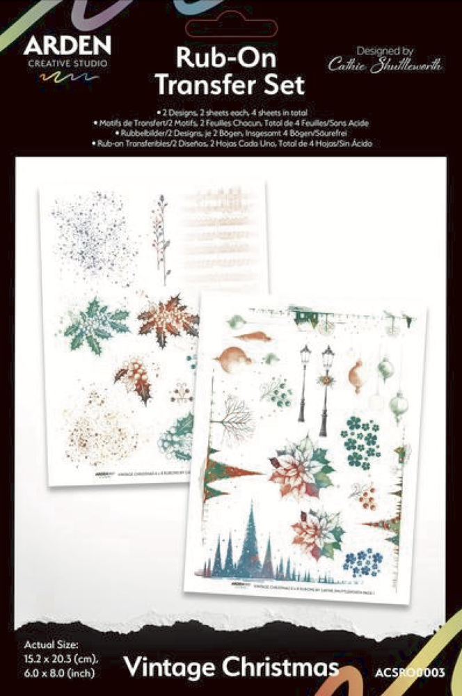 Arden Creative Studio Vintage Christmas 6x8 Inch Rub-On Transfer Set (ACSRO0003) Arden Creative Studio Vintage Christmas 6x8 Inch Rub-On Transfer Set (ACSRO0003)
