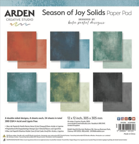 Arden Creative Studio Season of Joy 12x12 Inch Solids Paper Pad (ACSPP0010) Arden Creative Studio Season of Joy 12x12 Inch Solids Paper Pad (ACSPP0010)