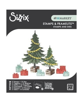 Sizzix 49 and Market Clear Stamps with Framelits Trees and Trinkets (667013)
