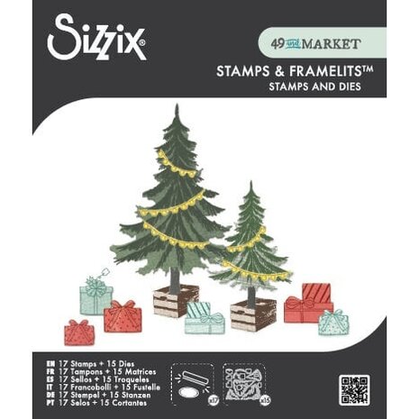 Sizzix 49 and Market Clear Stamps with Framelits Trees and Trinkets (667013)