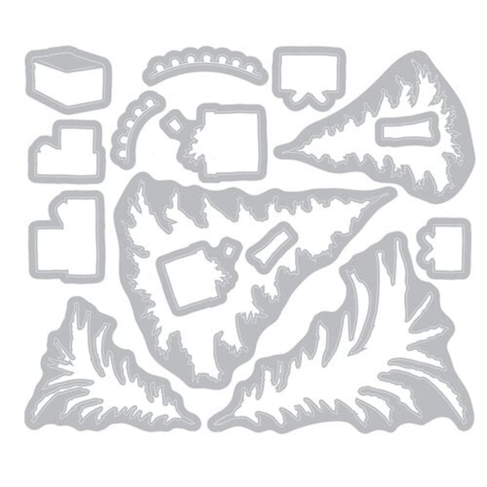 Sizzix 49 and Market Clear Stamps with Framelits Trees and Trinkets (667013)