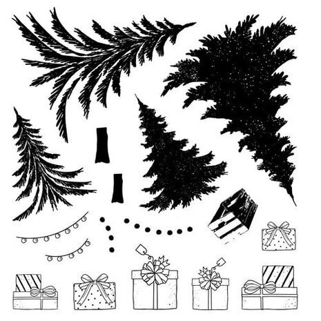 Sizzix 49 and Market Clear Stamps with Framelits Trees and Trinkets (667013)