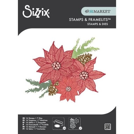 Sizzix 49 and Market Clear Stamps with Framelits Poinsettia Trio (667015) Sizzix 49 and Market Clear Stamps with Framelits Poinsettia Trio (667015)