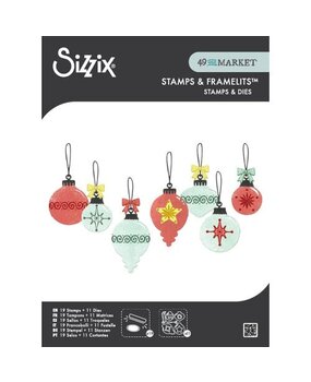 Sizzix 49 and Market Clear Stamps with Framelits Baubles (667019)