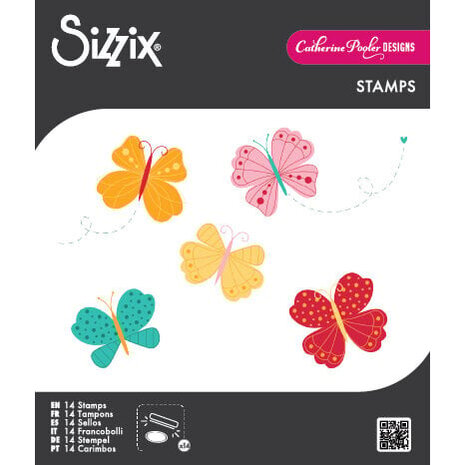 Sizzix Catherine Pooler Clear Stamps Bright Butterflies #1 (666992)