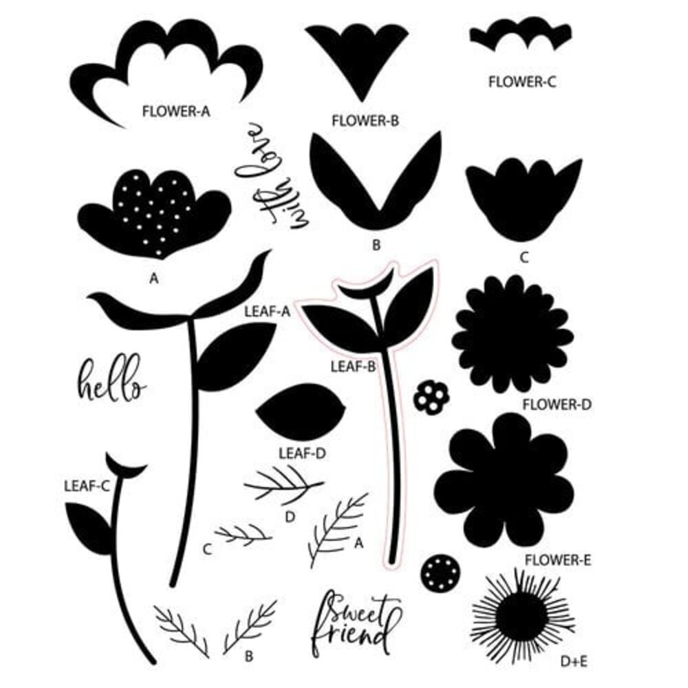 Sizzix Catherine Pooler Clear Stamps Whimsy Bloom #1 (666994)