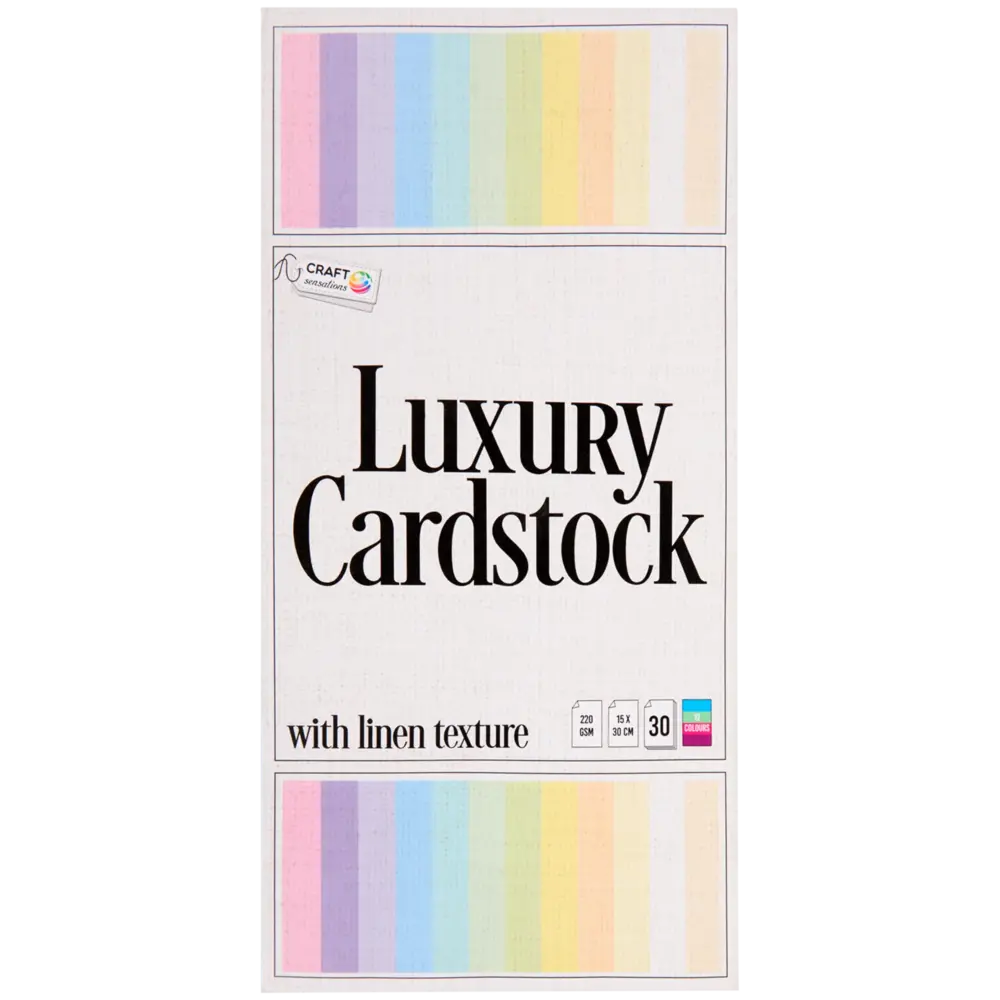Craft Sensations Luxury Linen Cardstock 15x30 cm Pastel (3208557) Craft Sensations Luxury Linen Cardstock 15x30 cm Pastel (3208557)