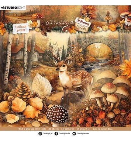 Studio Light Autumn In The Woods 8x8 Inch Collage Paper Pad (JMA-AW-CPP386) Studio Light Autumn In The Woods 8x8 Inch Collage Paper Pad (JMA-AW-CPP386)
